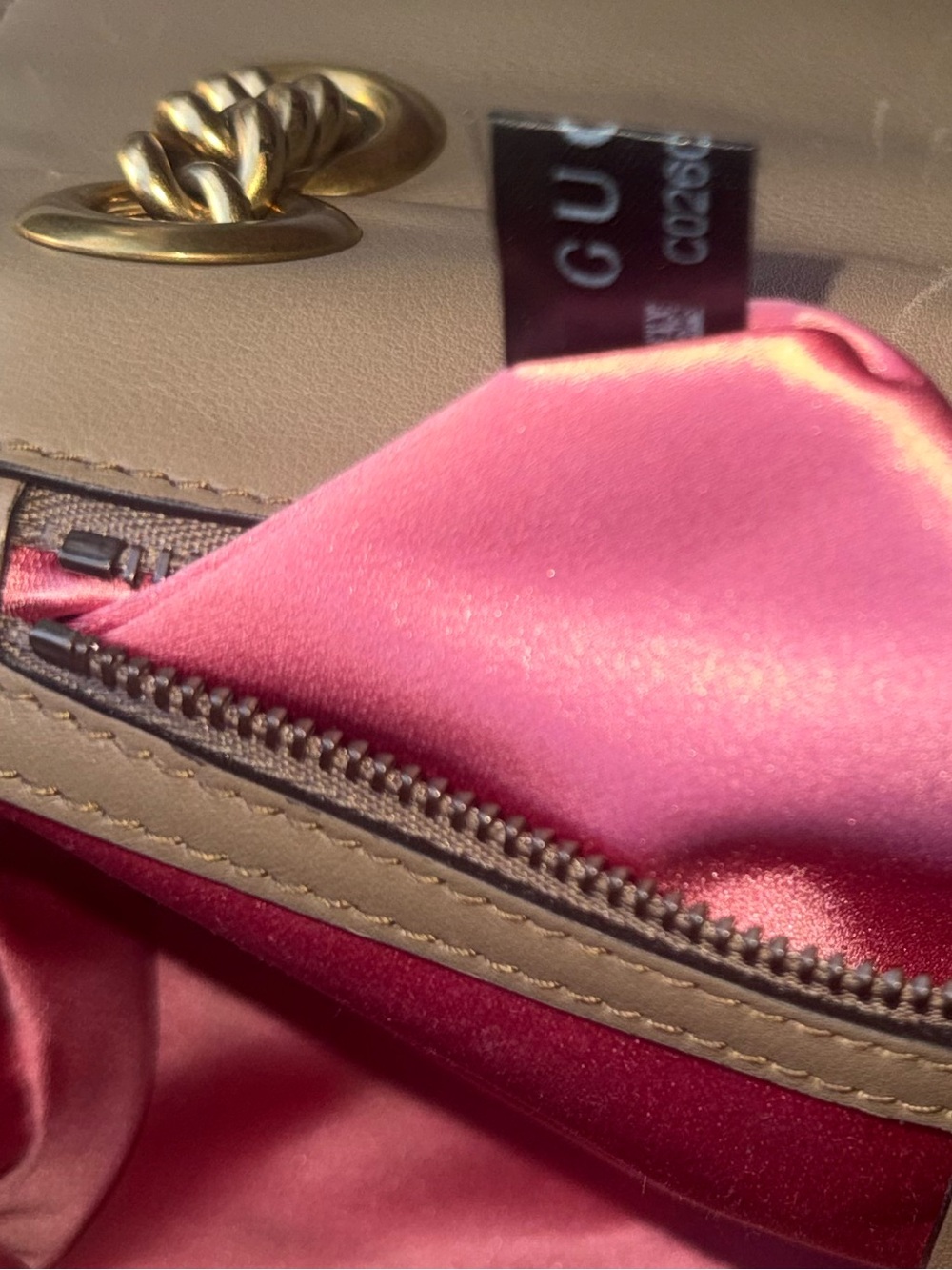 Gucci Tan Velvet GG Marmont Quilted Shoulder Bag with Gold Hardware - Picture 5 of 7